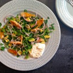 Pea Tendril Salad with Smoked Trout and Pickled Shallot